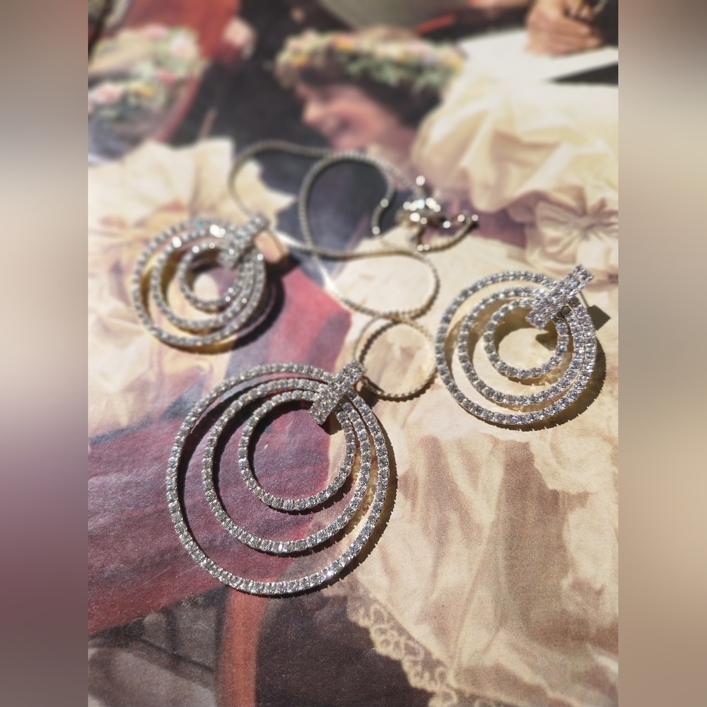 Silver Pendant Necklace and Earring Set - Picture 5 of 10